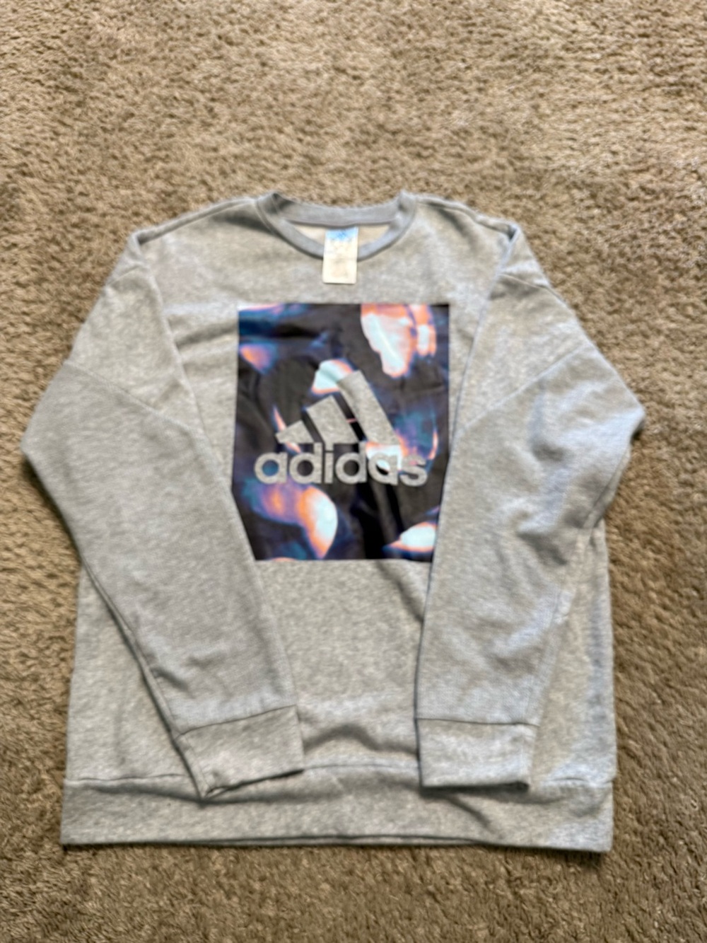 adidas oversized Light Gray Crewneck Sweatshirt with Graphic Logo